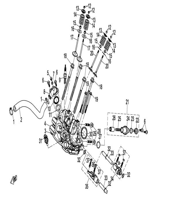 CYL HEAD NO. 2 ASSY (TRANSMISSION END)