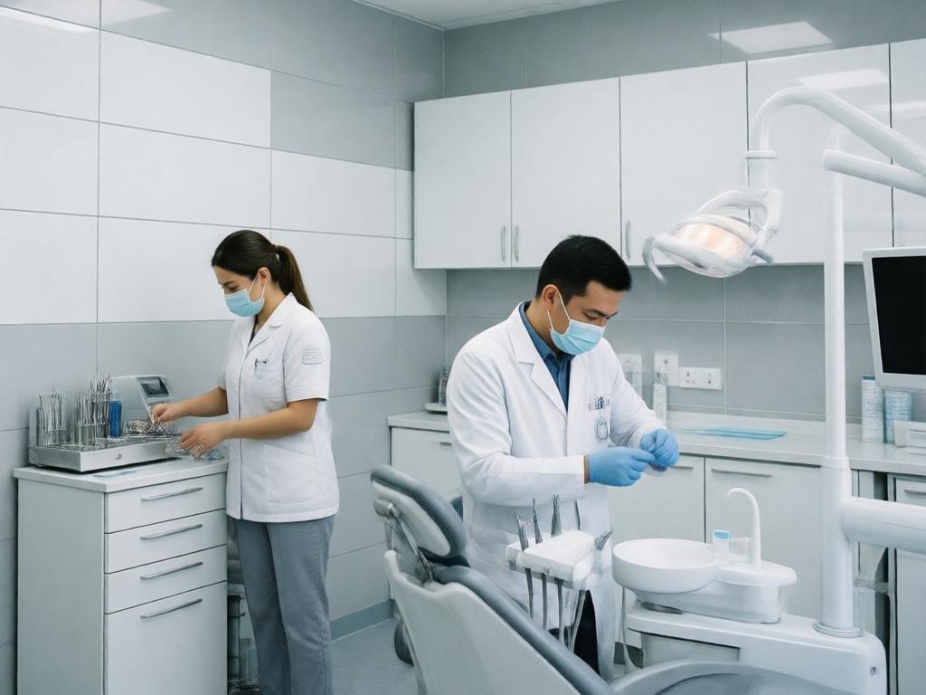 Современная стоматологическая клиника в Казахстане с HPL-панелями на стенах, врачи и медсёстры принимают пациентов (1).jpg