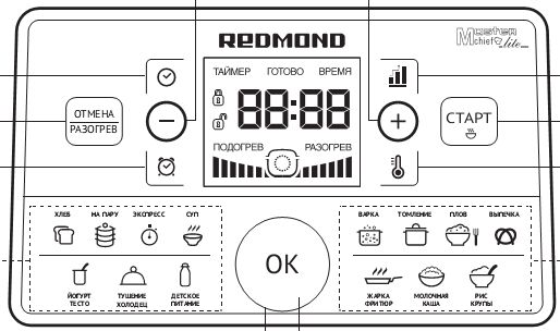 Мультиварка Скороварка Redmond RMC-P350 Панель Управления Программы