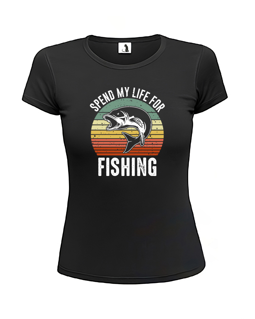 Футболка женская рыбака Spend my life fishing приталенная белая