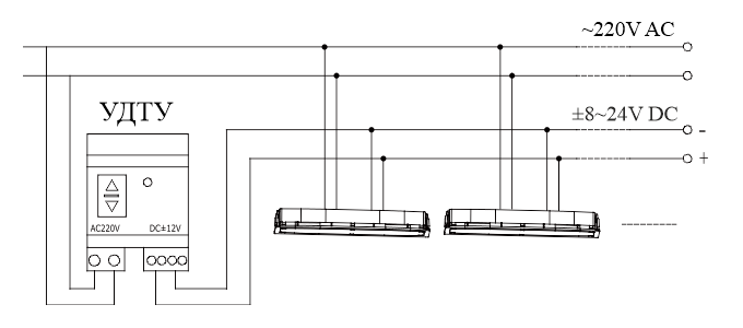 Черные светильник аварийного освещения Moncato OT827-2489 IP65 BLACK – схема подключения дистанционного тестирования и управления (ДТУ)
