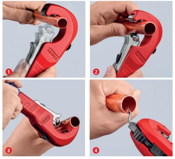 фото Рез трубы при помощи трубореза KNIPEX TubiX за четыре шага
