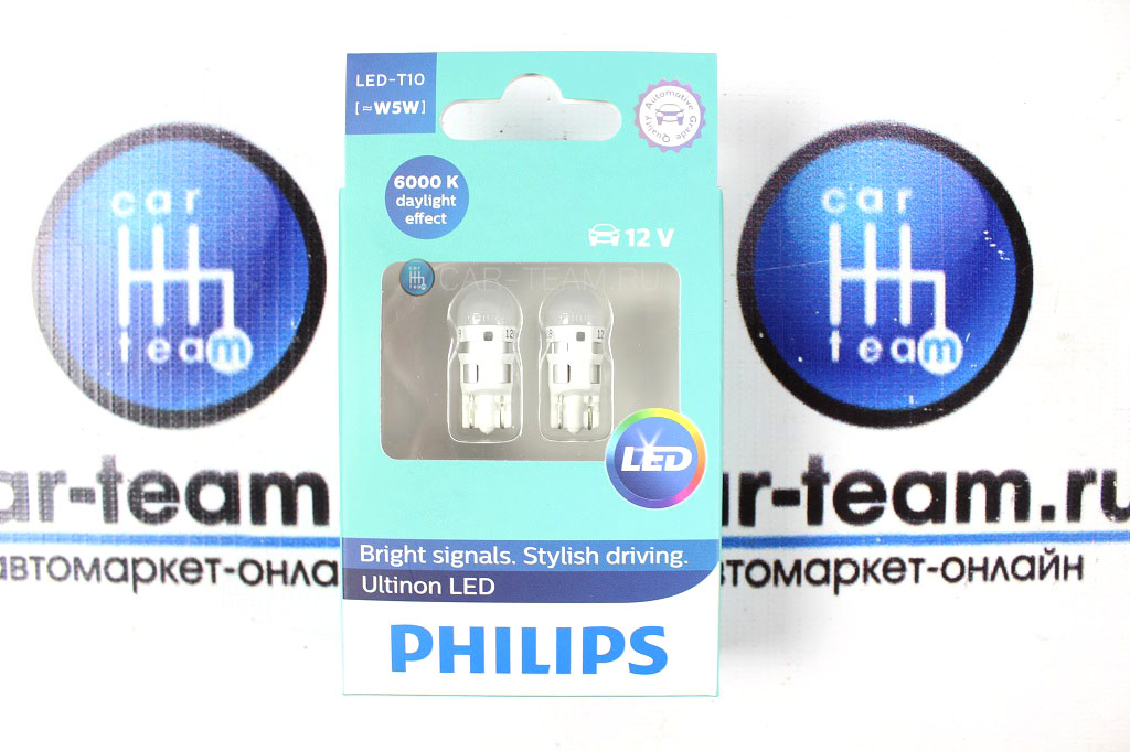 Светодиодные лампы W5W Philips Ultinon LED 6000k 11961ULWX2 купить