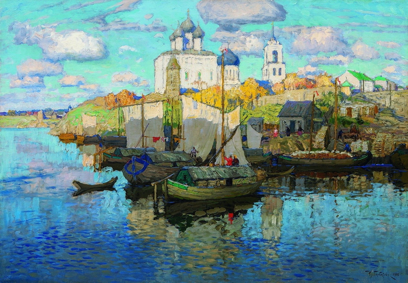 Вид древнего Пскова