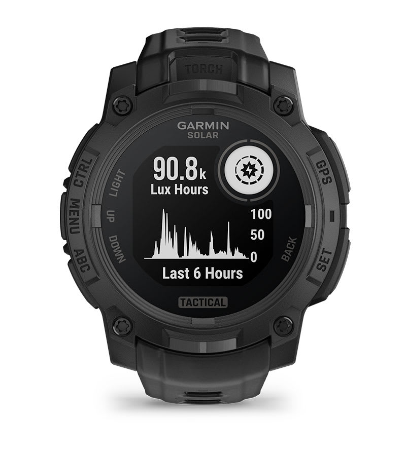 Умные часы Garmin Instinct 3 Solar Tactical 45 mm Black: СОЛНЕЧНАЯ ПОДЗАРЯДКА