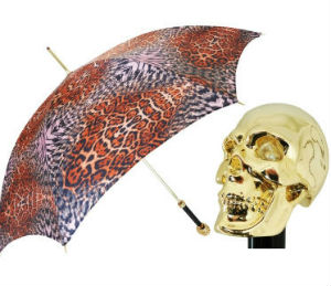 Зонт золотой череп