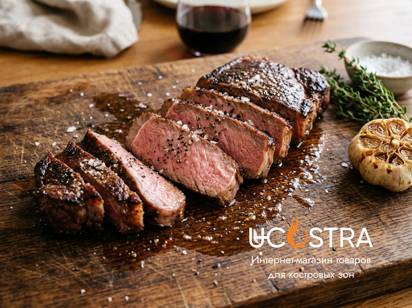 кусок говядины прожарки medium на разделочной доске