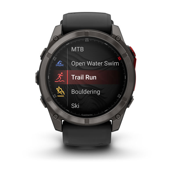 Умные часы Garmin Fenix 8 PRO, 51 мм, MicroLED, Sapphire, Carbon Gray DLC Titanium with Black/Pebble Gray Silicone Band, официальный ракурс 10