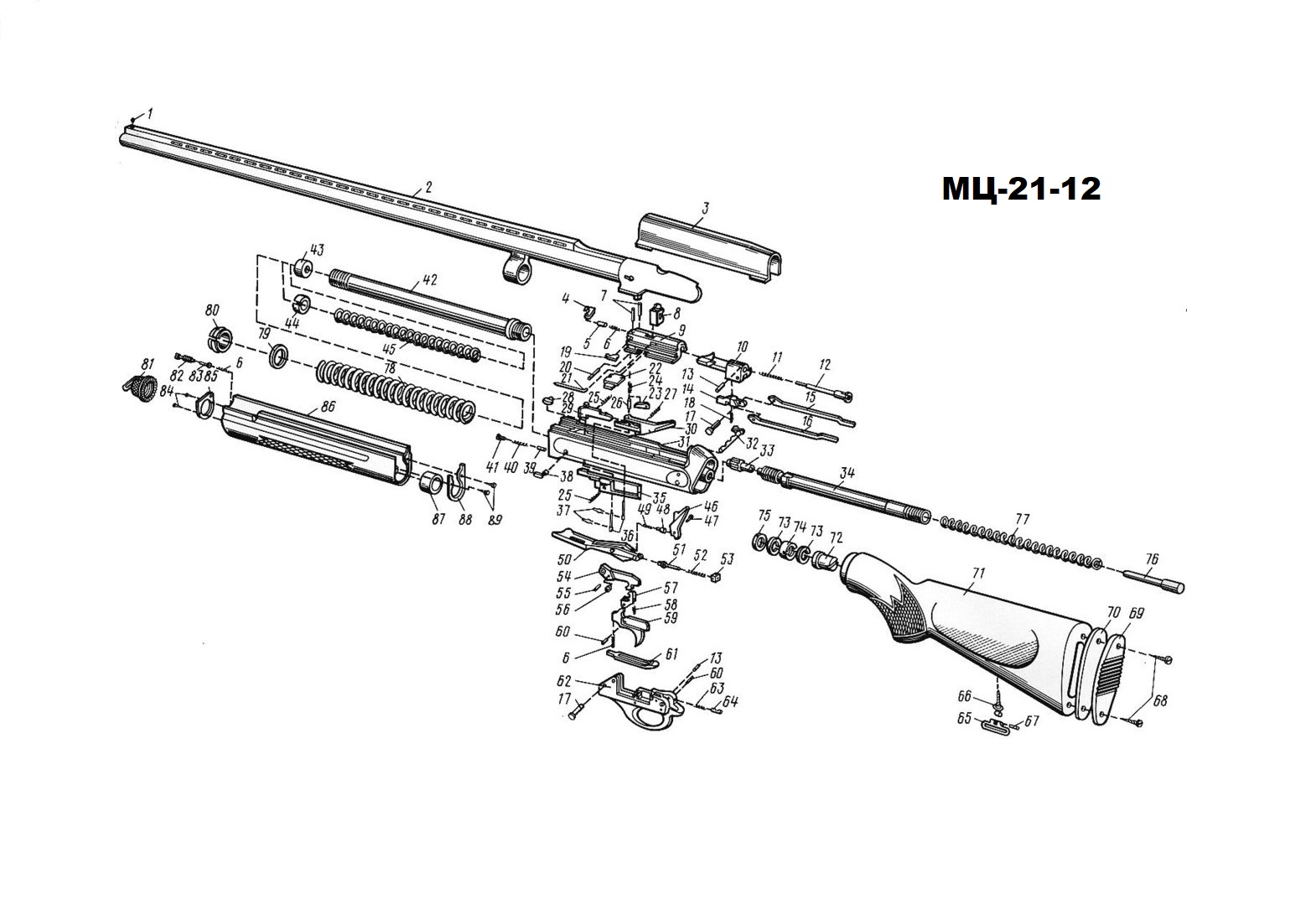 Схема разборки и сборки ружья мц 21 12