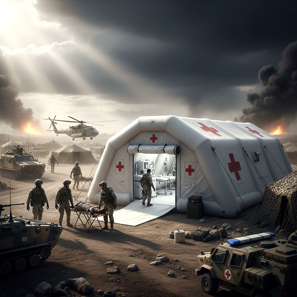 Пневмокаркасный госпиталь в зоне военных действий