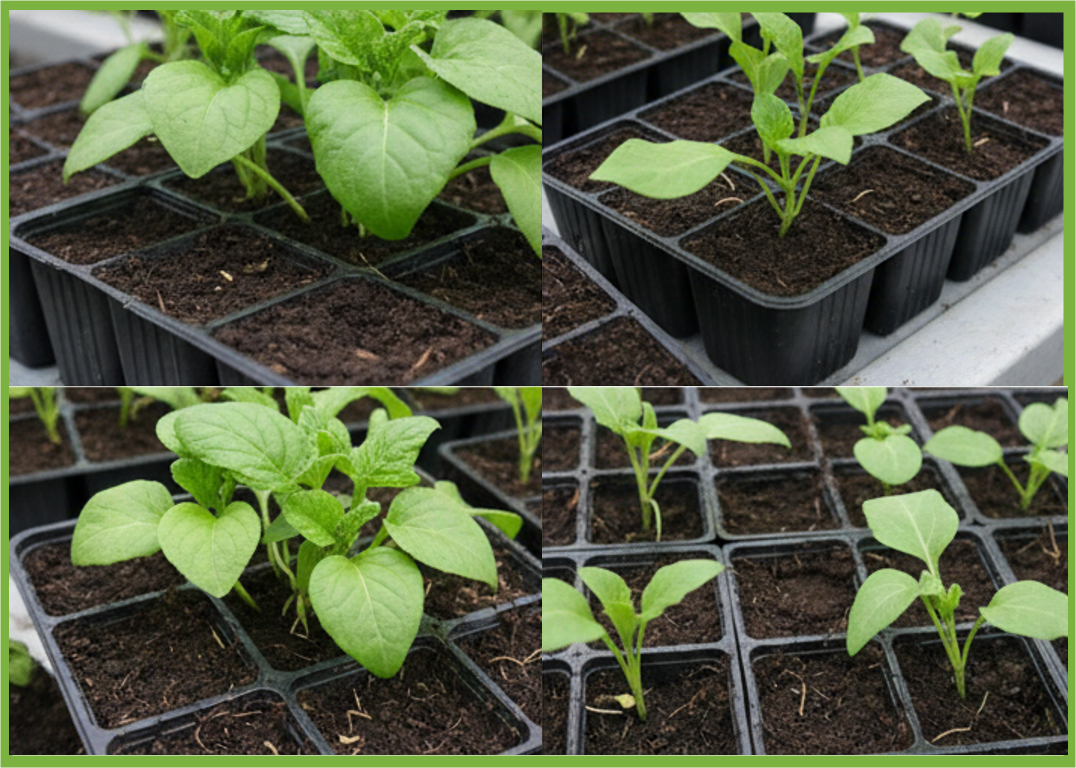 Полив рассады в стаканчиках-кассетах ручным методом