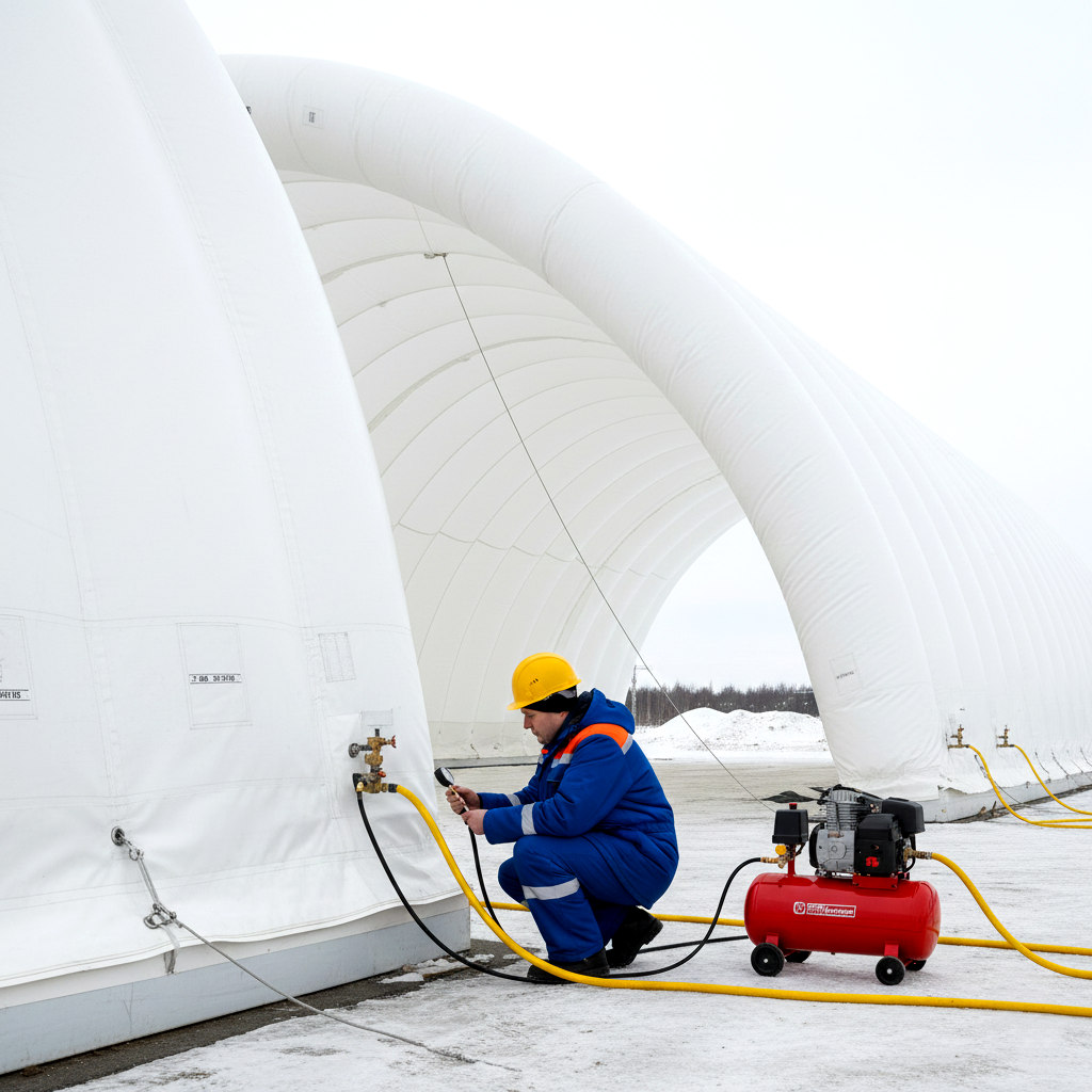 Технический осмотр пневмокаркасного ангара