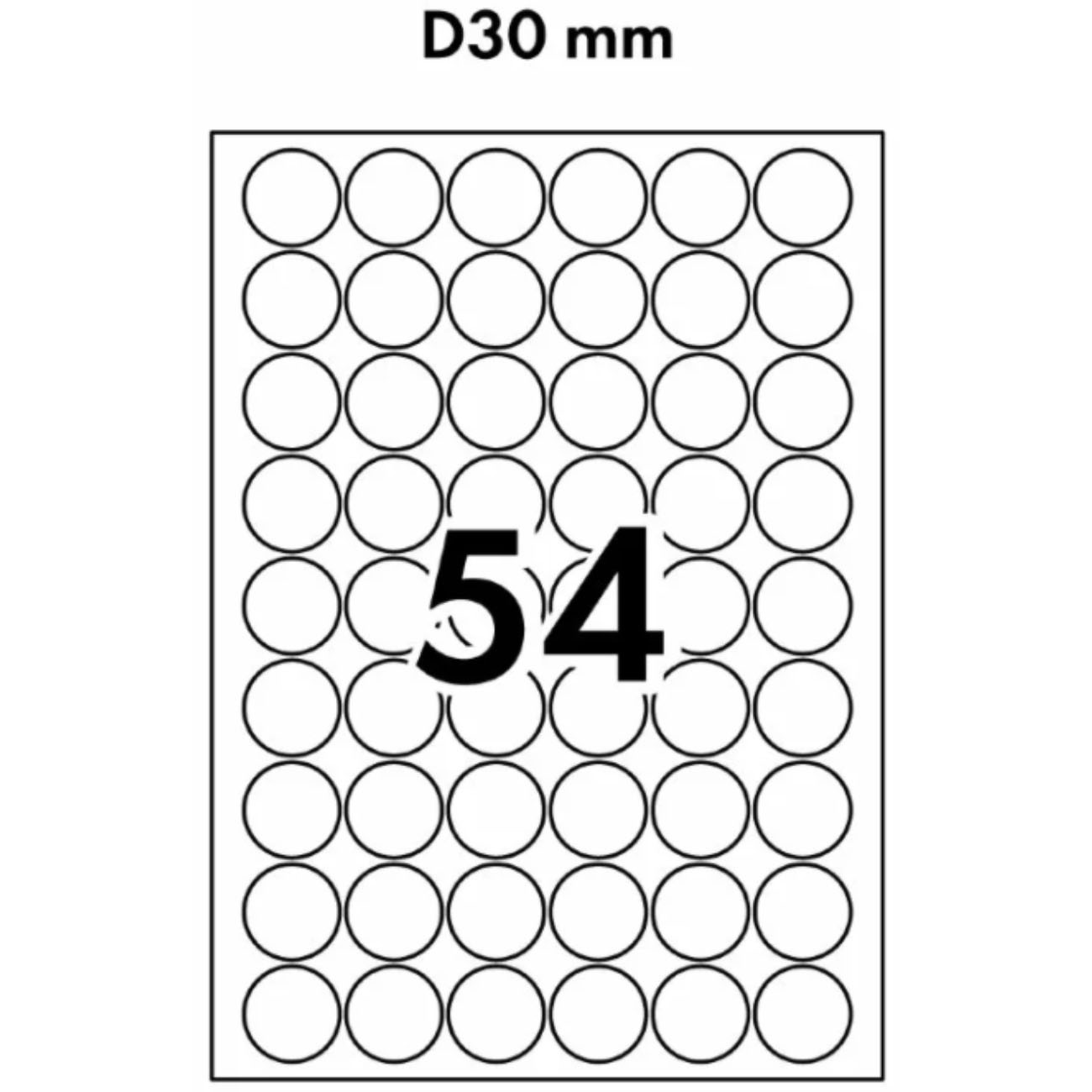 Этикетки самоклеющиеся 30 мм белые универсальные на листах А4