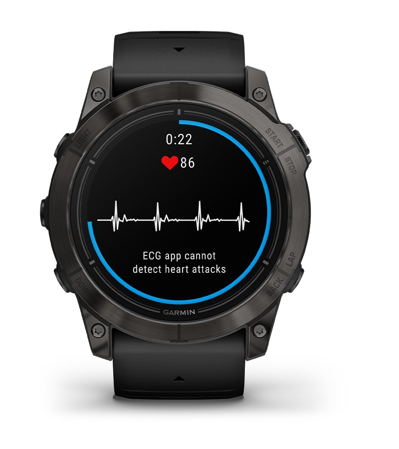 Умные часы Garmin Epix Pro (Gen 2) Standard Edition 51 mm Slate Grey, титановый угольно-серый, DLC, черный силиконовый ремешок: ПРИЛОЖЕНИЕ GARMIN ECG