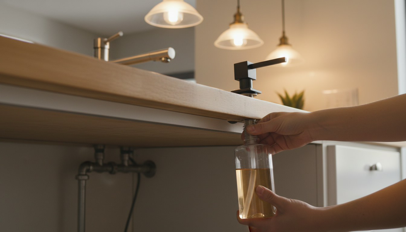 Установка резервуара с жидким мылом