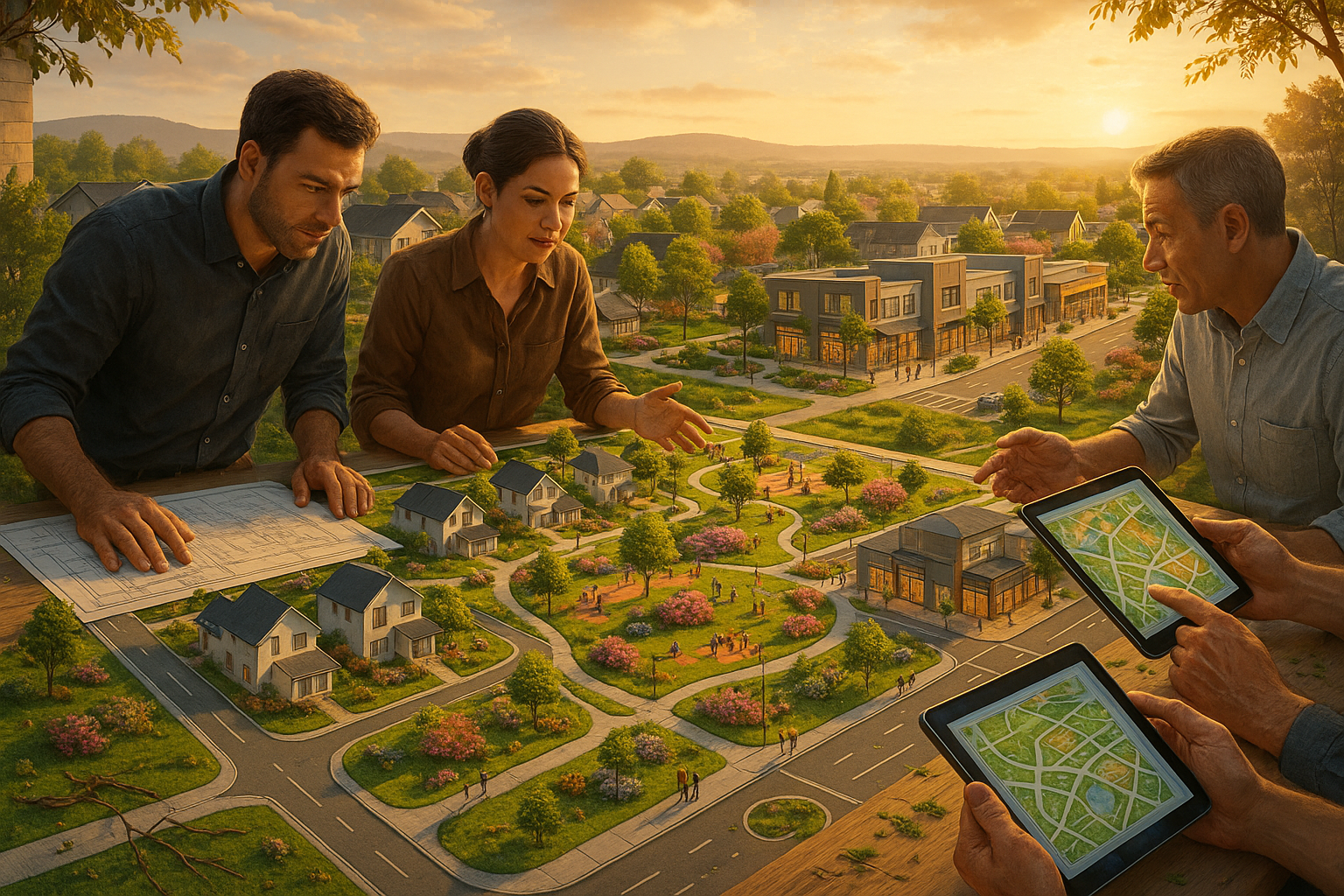 Чертеж проекта планировки земельного участка с границами и инженерными коммуникациями