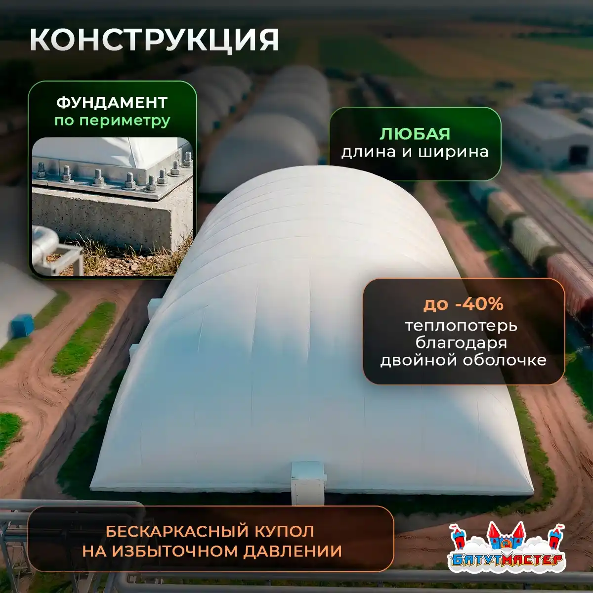 Устройство воздухоопорной теплицы
