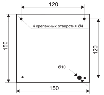 Установочные размеры для пожарного табло МИНИ-12 / МИНИ-24 с подсветкой вниз