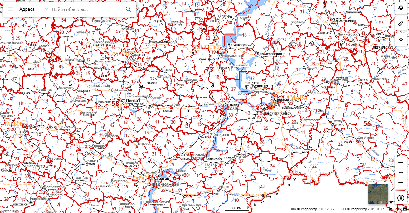 Публичная кадастровая карта Росреестра Самарской области