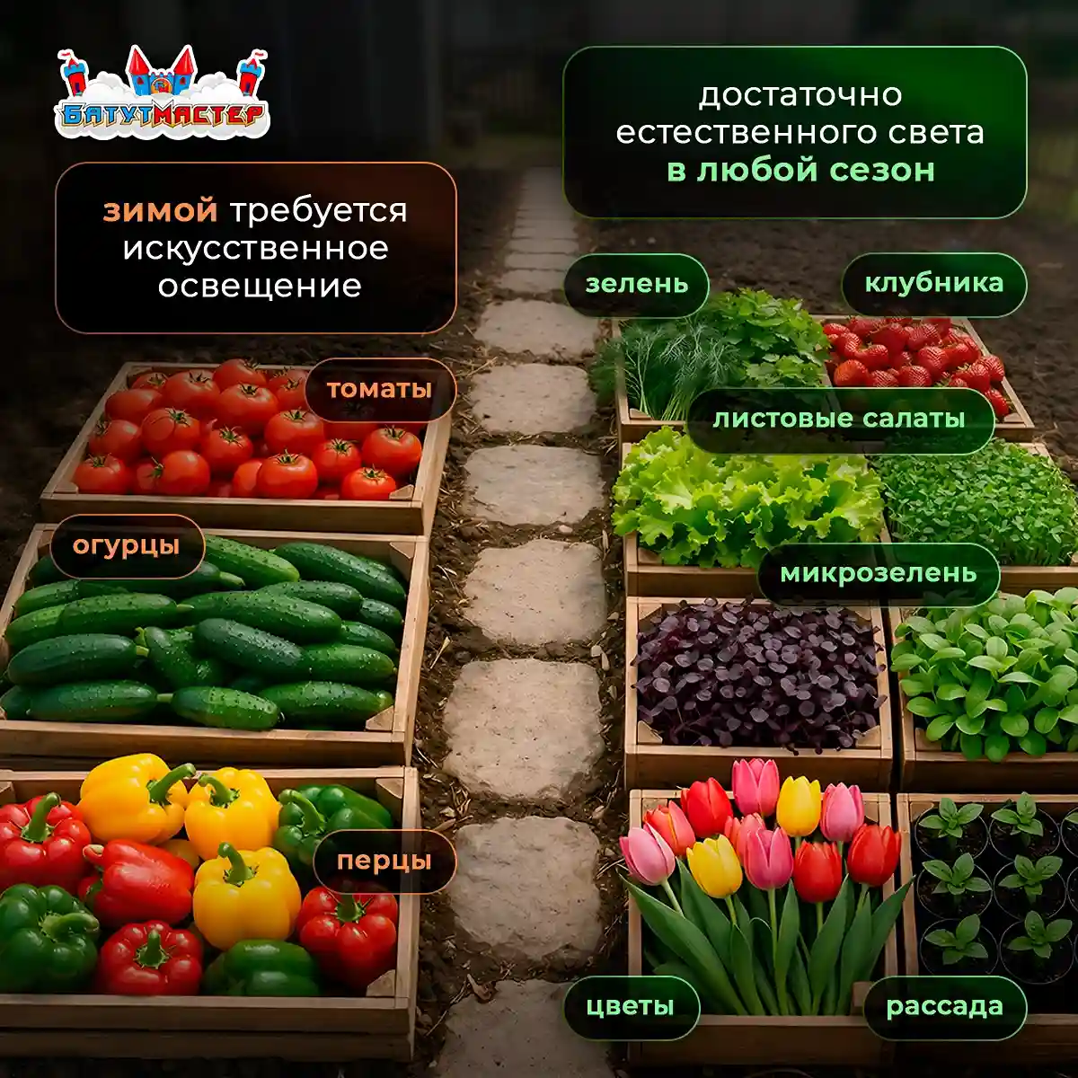 Зимнее выращивание в теплице