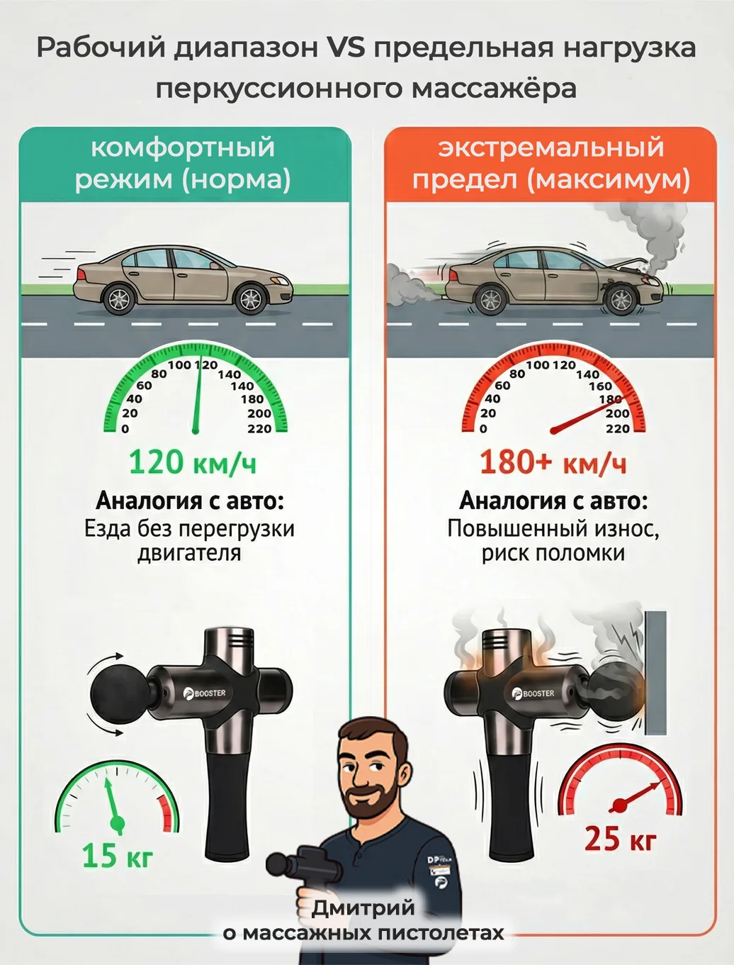 Аналогия сопротивления перкуссионного массажёра и максимальной скорости автомобиля