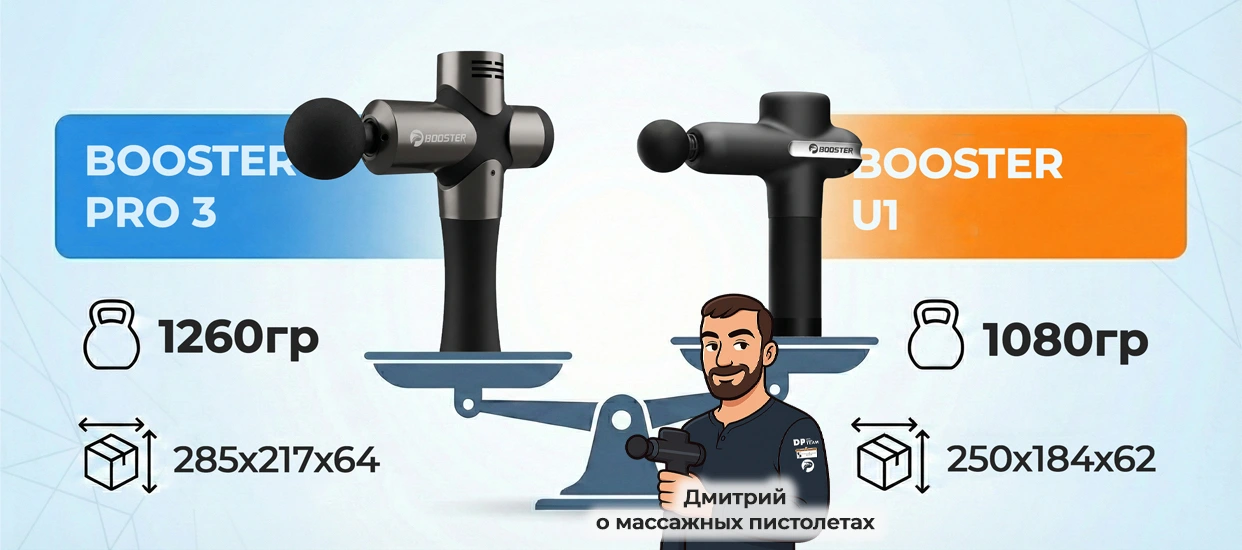Сравнение веса массажёров Booster Pro 3 и Booster U1