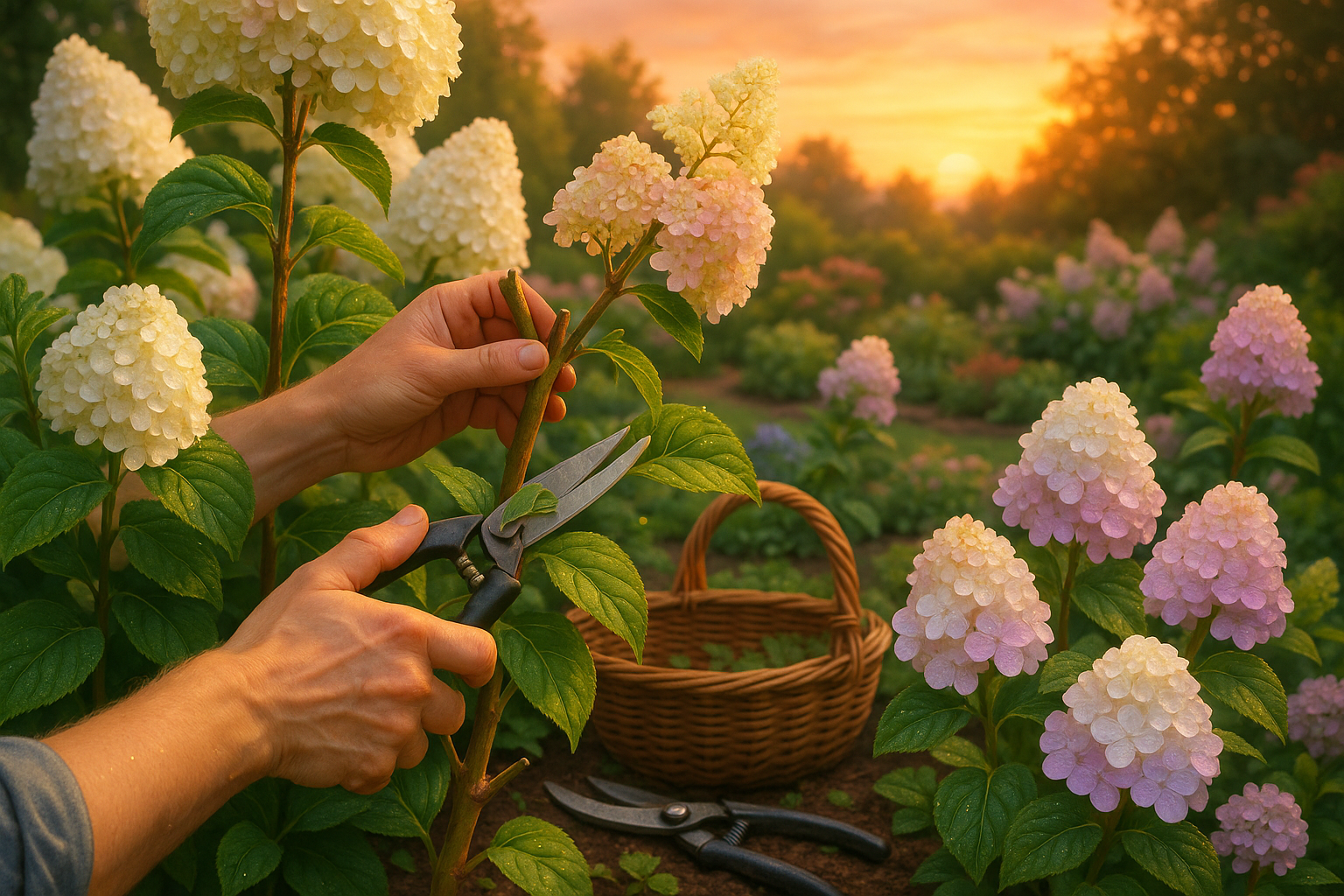 Схема омолаживающей обрезки старого дерева с обозначением точек среза ветвей для стимулирования роста молодых побегов