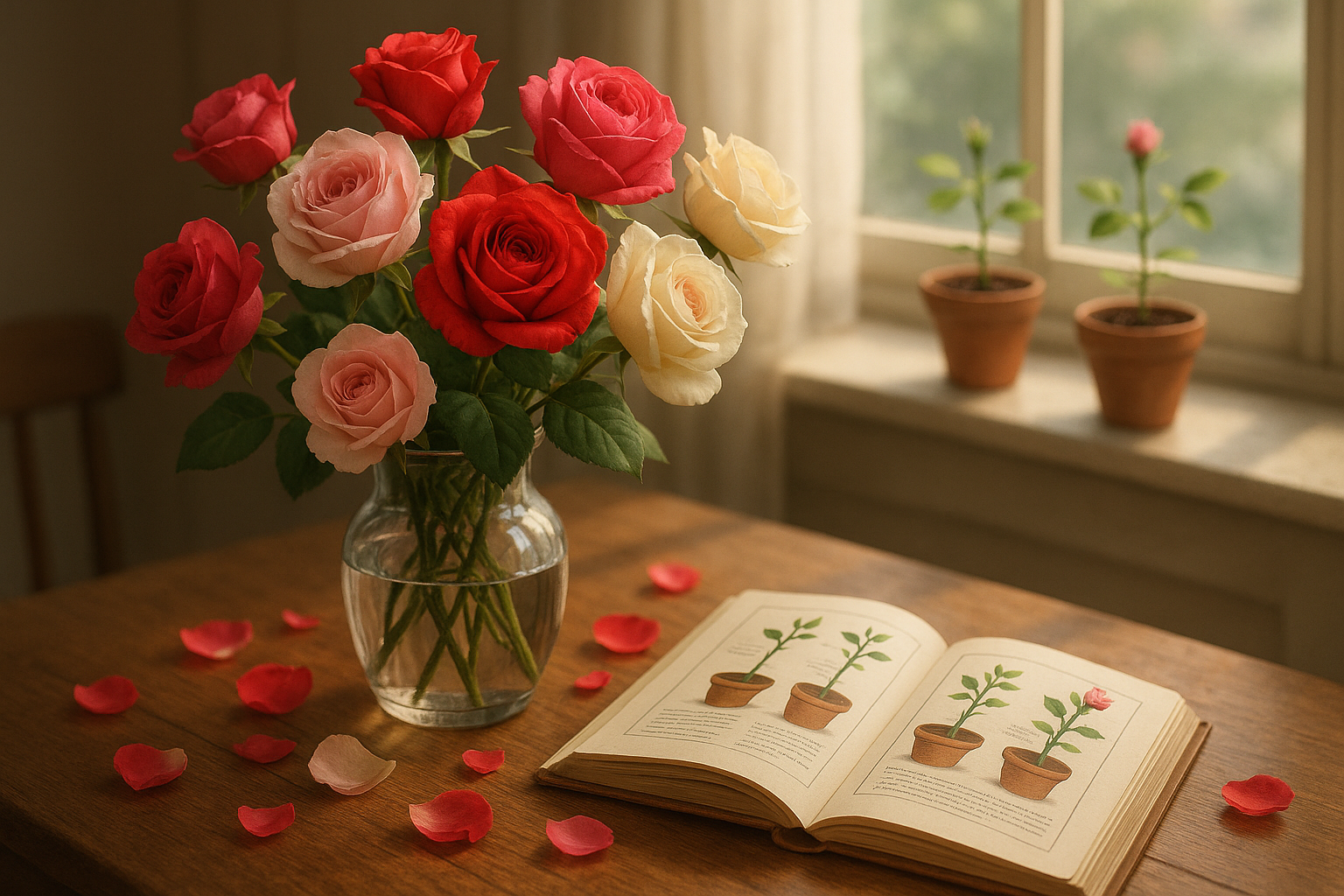 Черенок розы в воде для укоренения из букета