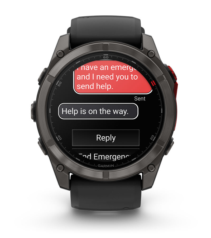 Умные часы Garmin Fenix 8 PRO, 51 мм, MicroLED, Sapphire, Carbon Gray DLC Titanium with Black/Pebble Gray Silicone Band: SOS И КООРДИНАЦИОННЫЙ ЦЕНТР GARMIN RESPONSE