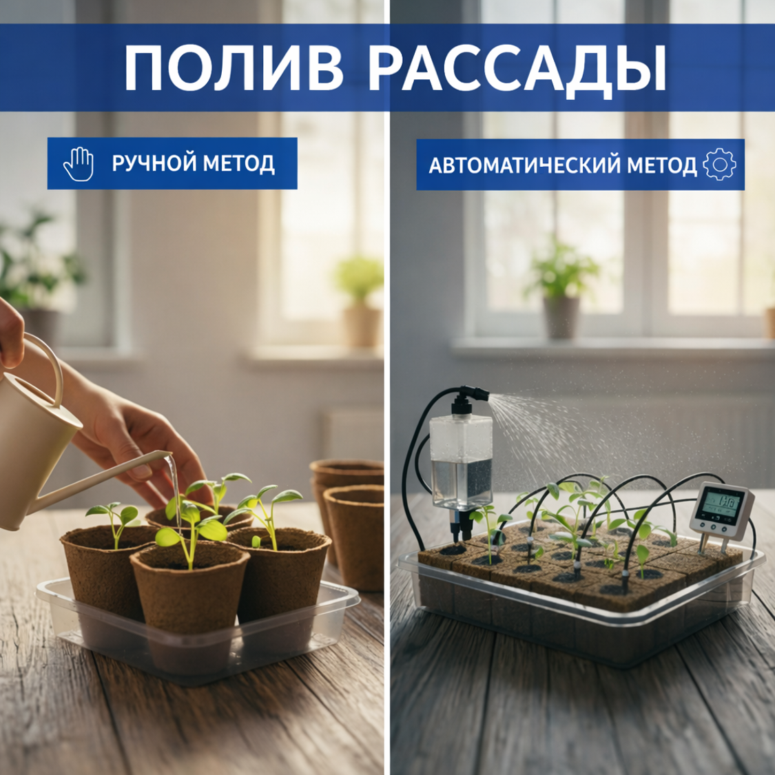 Сравнение методов полива рассады: ручной и автоматический