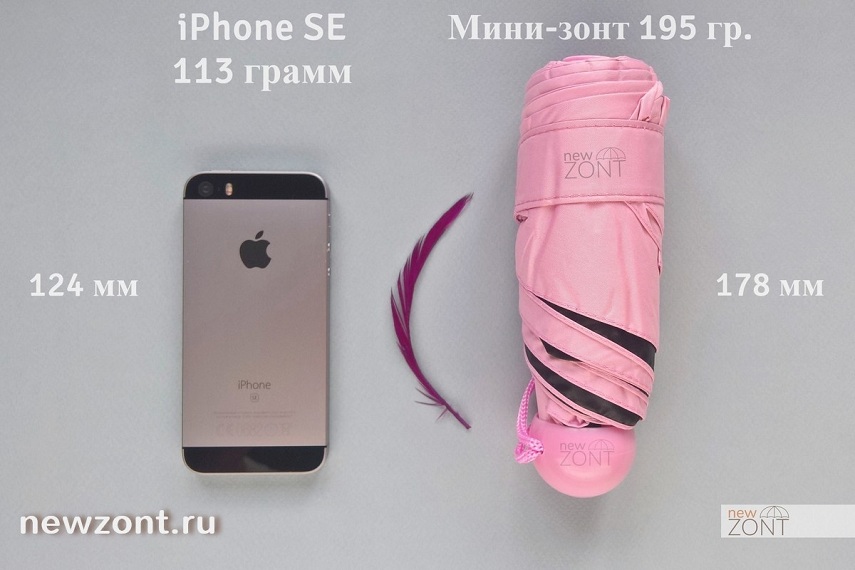 Вес и габариты капсульного минизонта в сравнении с IPhone SE