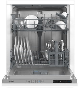 Правильное расположение посуды в двухуровневой посудомоечной машине Indesit  DI 4C68 AE