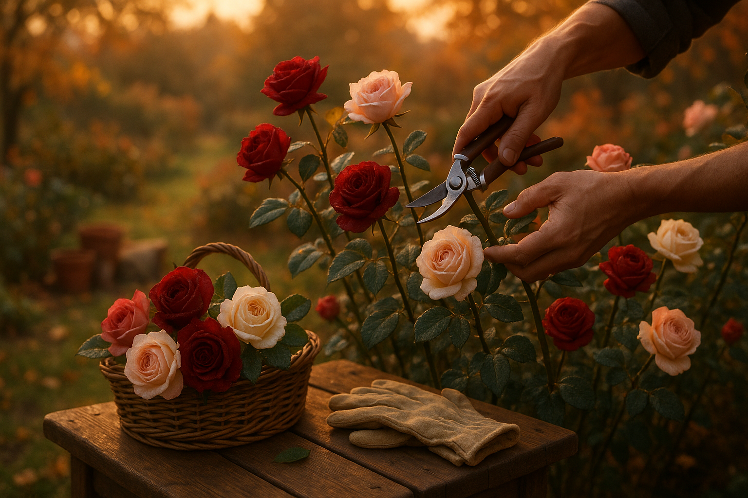 Обрезка роз осенью перед пересадкой &mdash; процесс удаления старых и слабых побегов для успешного укоренения и подготовки к зиме