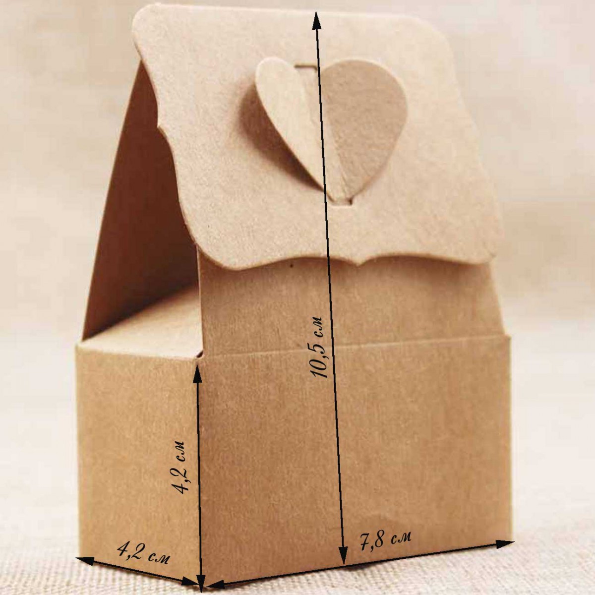  Крафт-коробочка 4,2х7,8х10,5 см складная для упаковки подарков