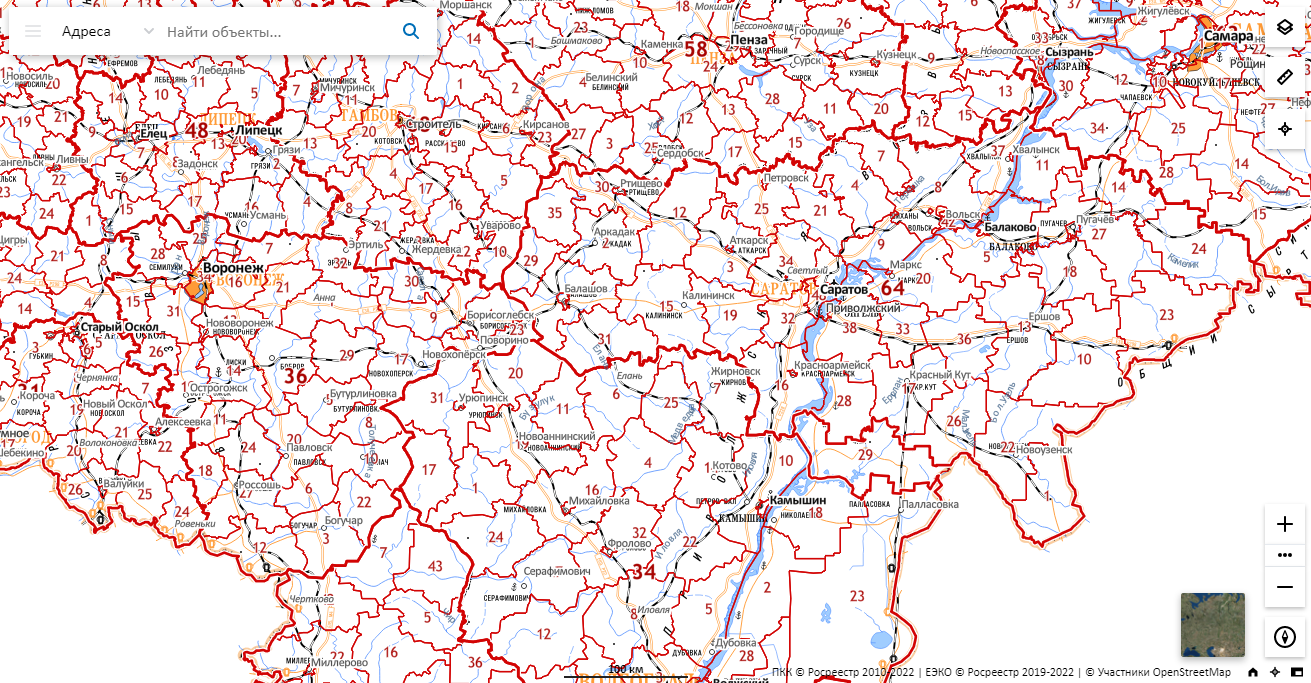 Публичная кадастровая карта Росреестра Саратовской области