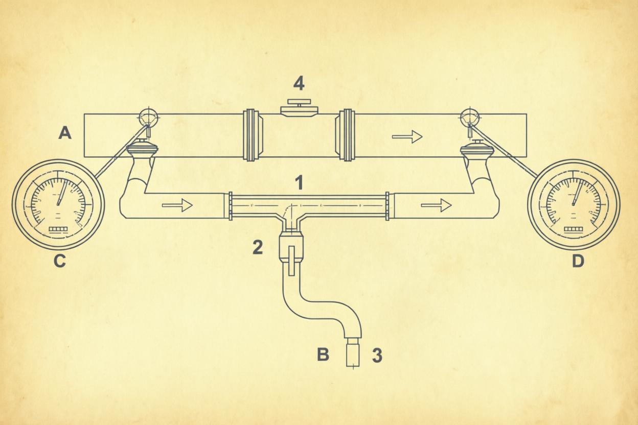 Пример настройки: манометры показывают перепад давления 0,7 бар