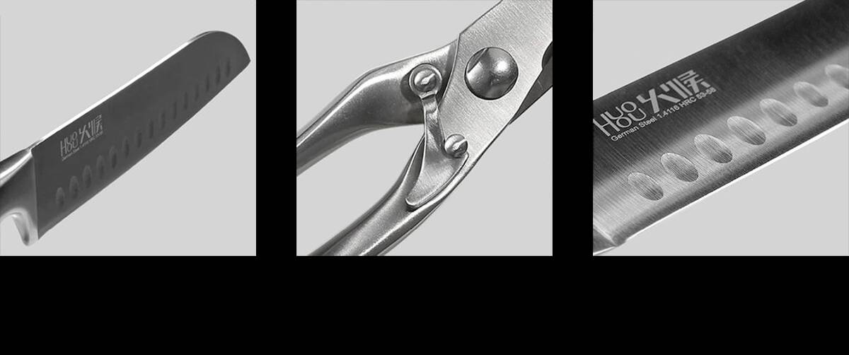 Набор Huo Hou Nano Knife (4 ножа и ножницы с подставкой) (HU0014) -описание-5.jpg