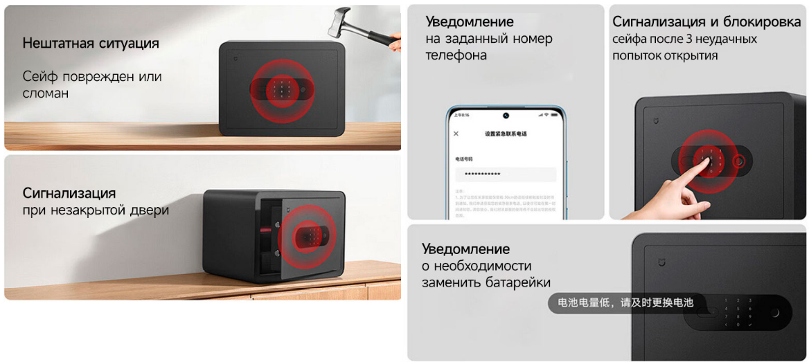 Сейф электронный с датчиком отпечатков Xiaomi Mijia Smart Safe Deposit Box (BGX-5:X1-303) (BHR7260CN)-описание-4.jpg