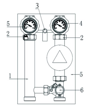 Конструкция насосной группы  Rommer с 3-ходовым смесительным клапаном в теплоизоляции
