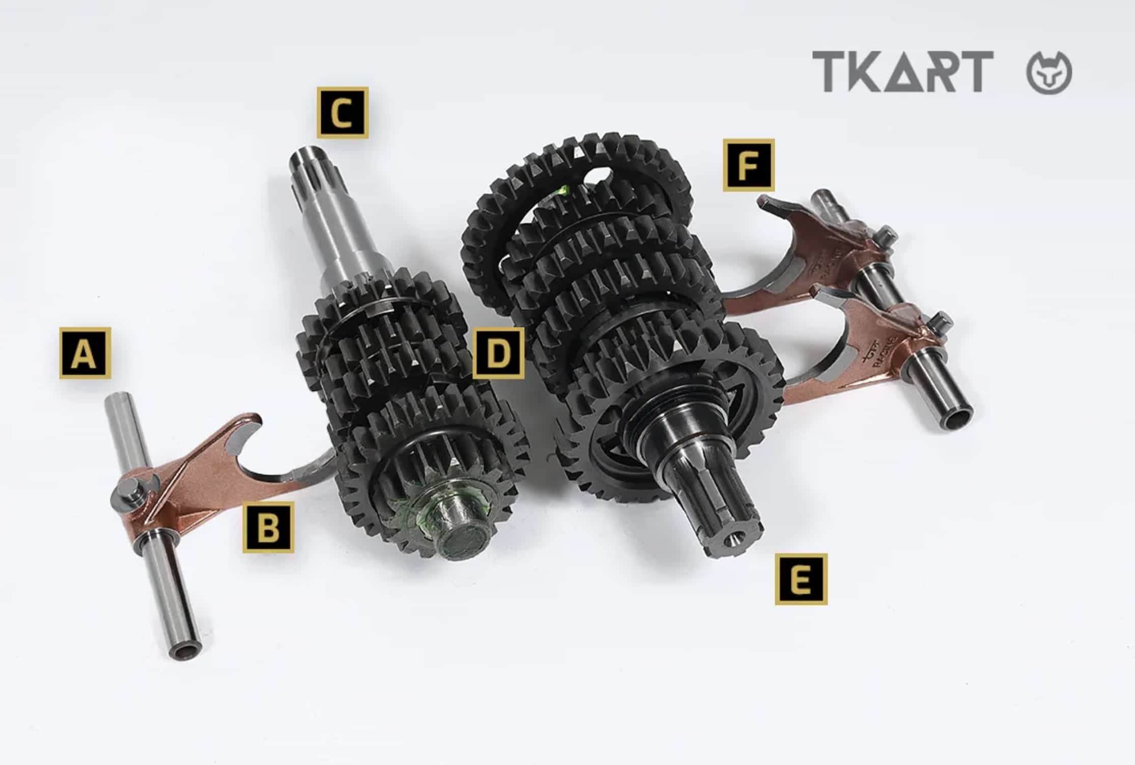 Коробка передач TM KZ-R2 &mdash; шестерни и вилки переключения