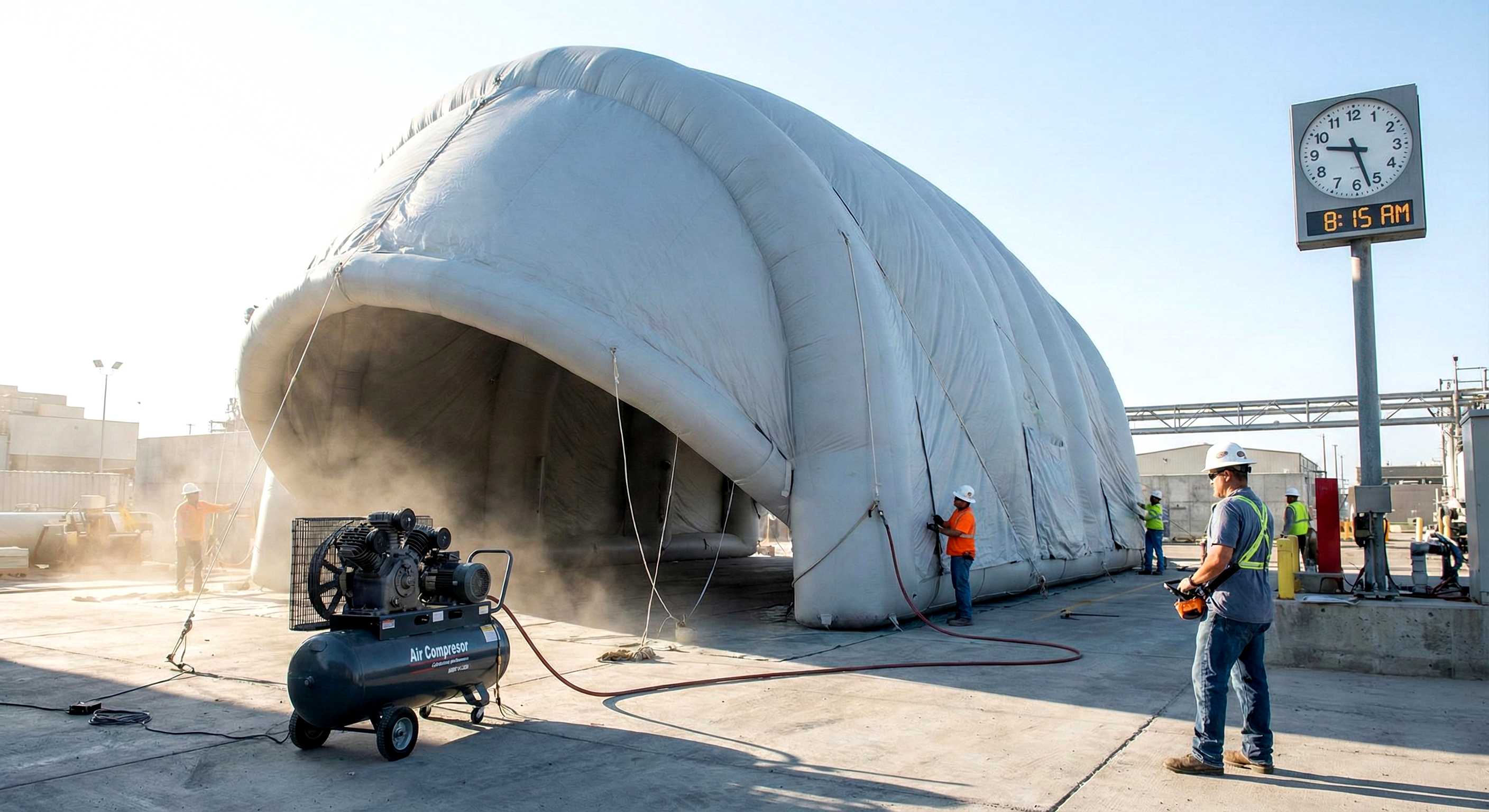 Процесс быстрой установки пневмоангара