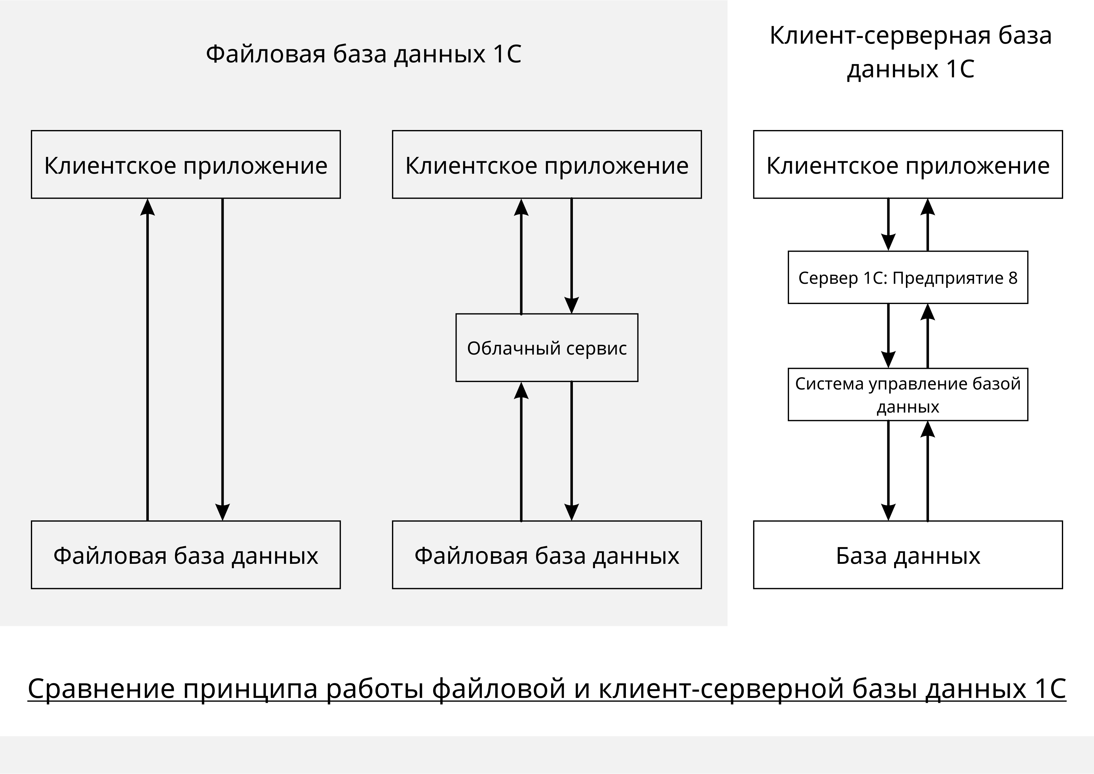 Принципы работы файловой и клиент серверной базы данных 1С