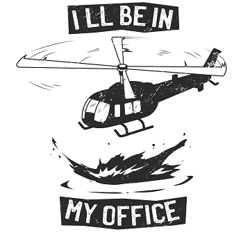 принт с вертолетом I will be in my office