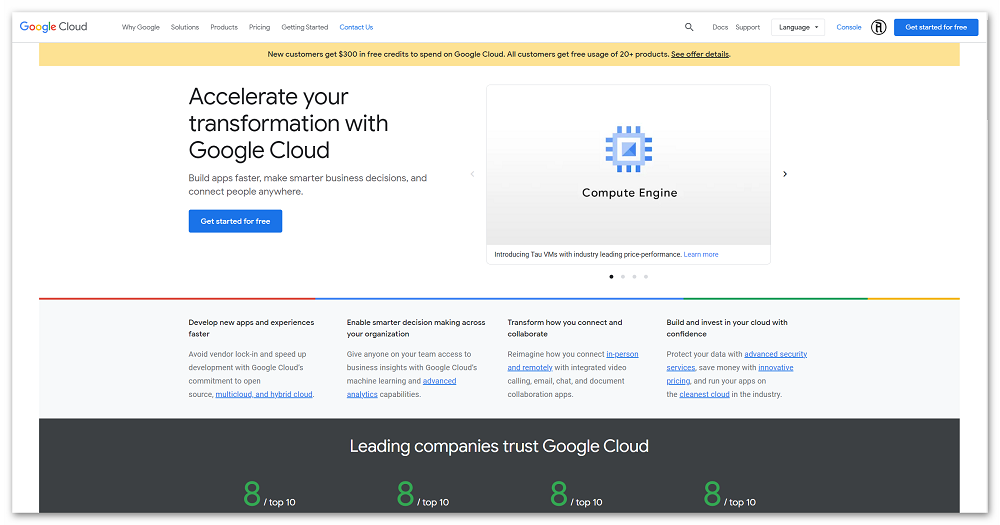Главная страница Google Cloud Platform