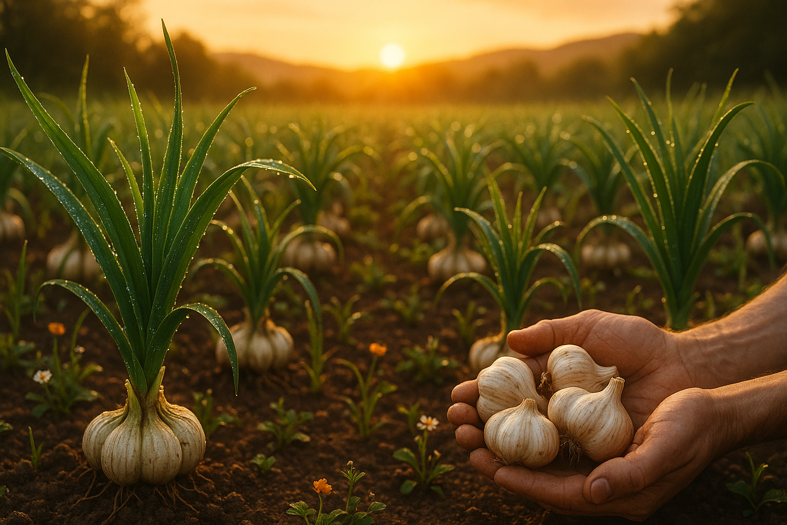 Грядка с посаженным чесноком под зиму