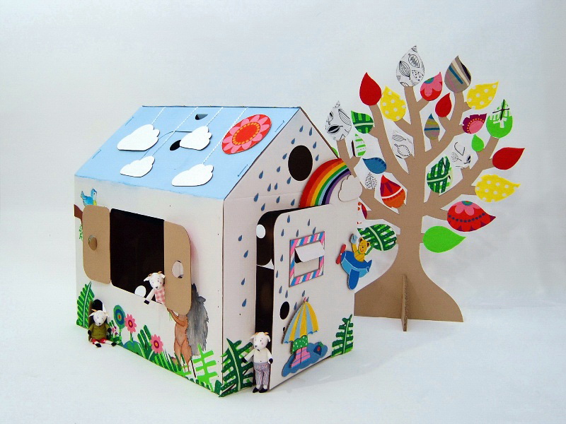 Домик из картона,домик из картона в садик,домик из картона для детей