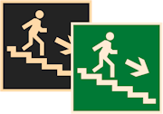 фотолюминесцентные знаки безопасности Е13 Направление к эвакуационному выходу по лестнице вниз направо