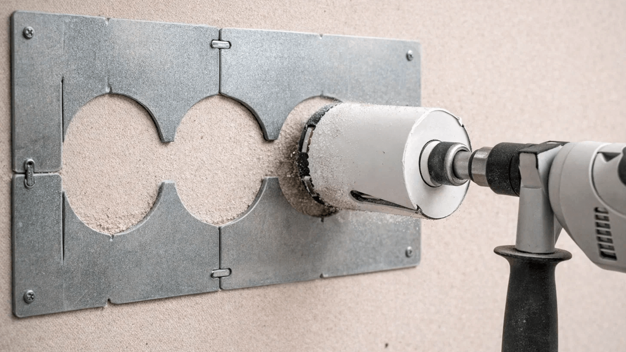 Использование шаблона для розеток Использование шаблона для розеток