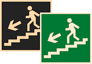 знаки фотолюминесцентные эвакуационные Е14 Направление к эвакуационному выходу по лестнице вниз налево