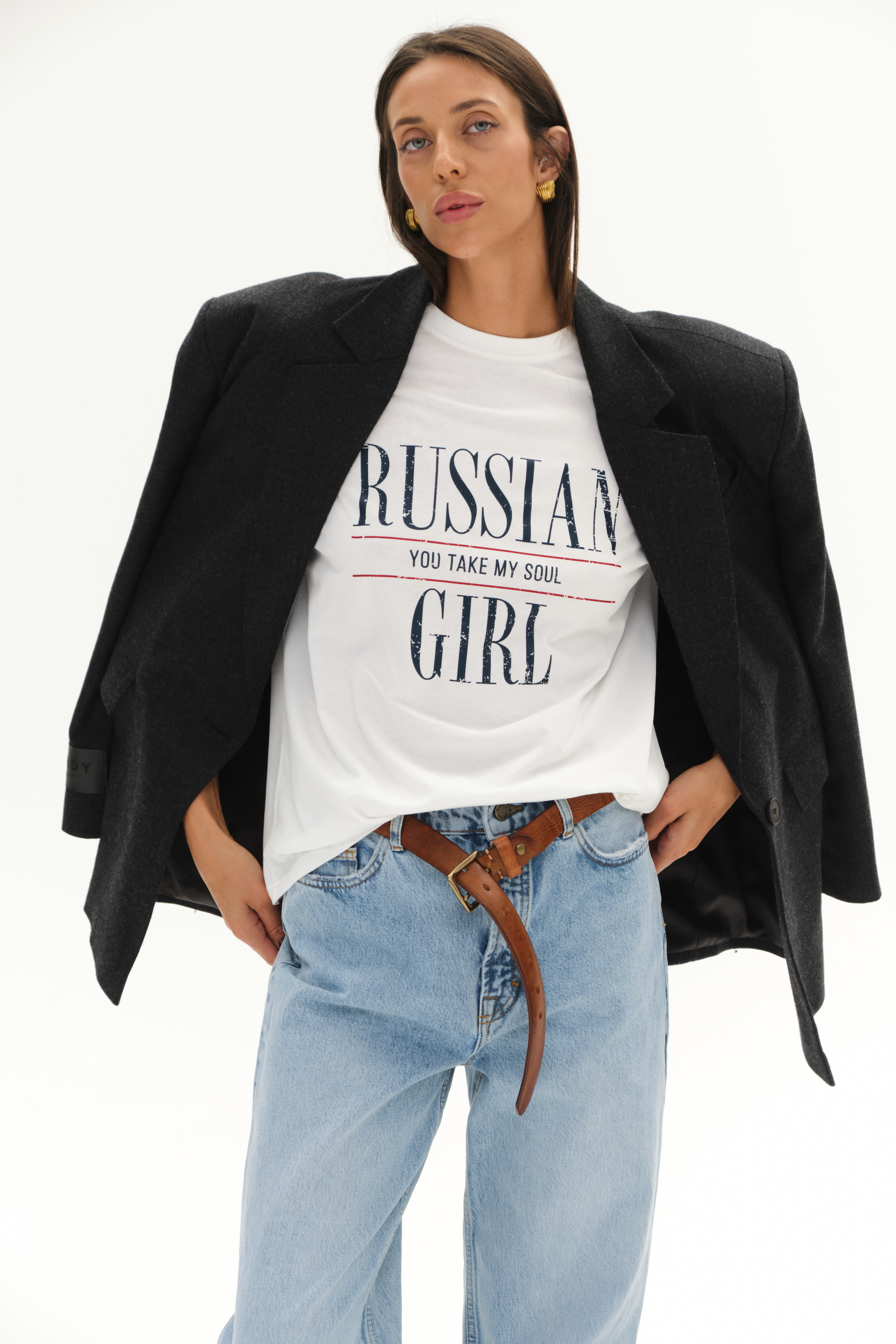 Лонгслив RUSSIAN GIRL | Молочный